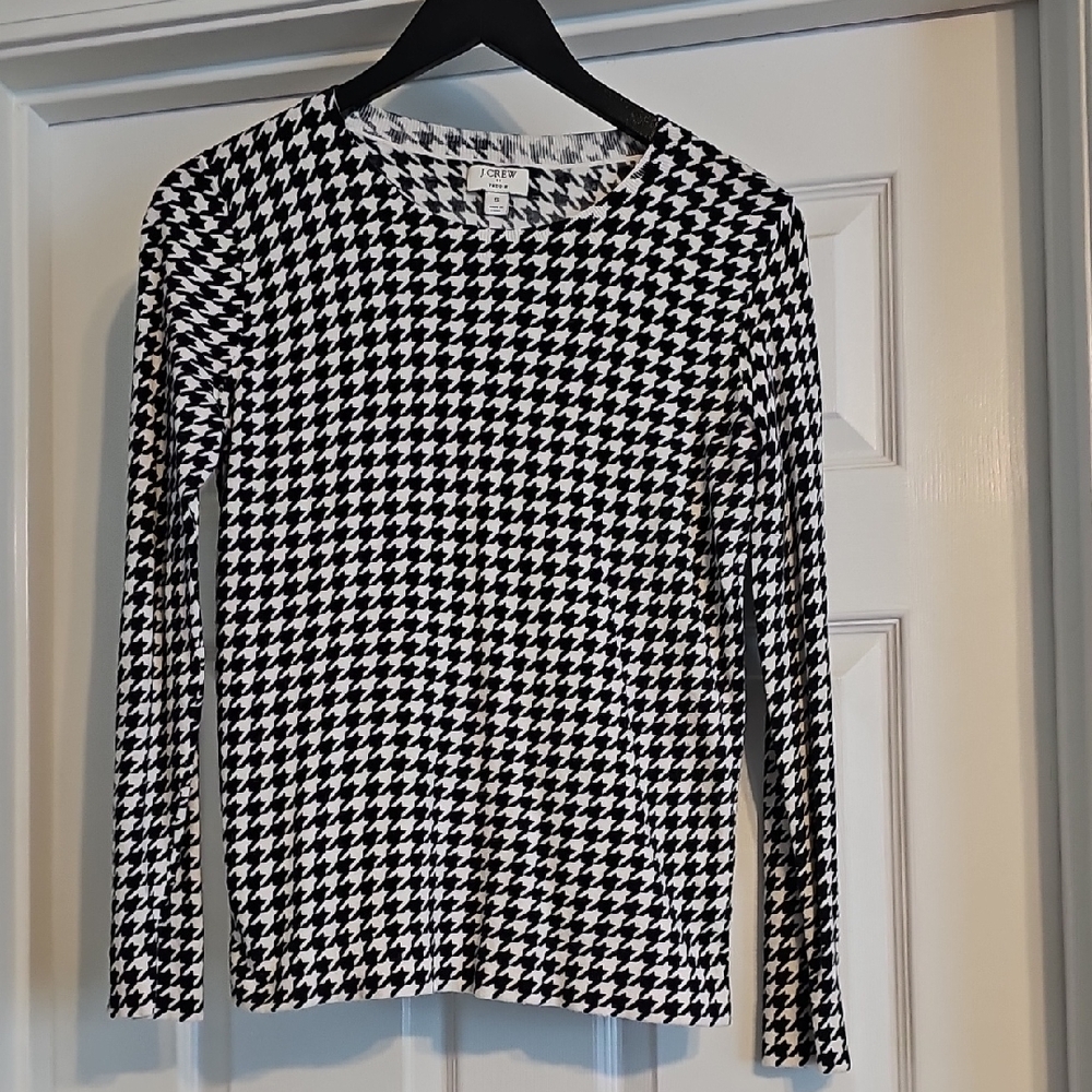 J. Crew Black and White Houndstooth Sweater